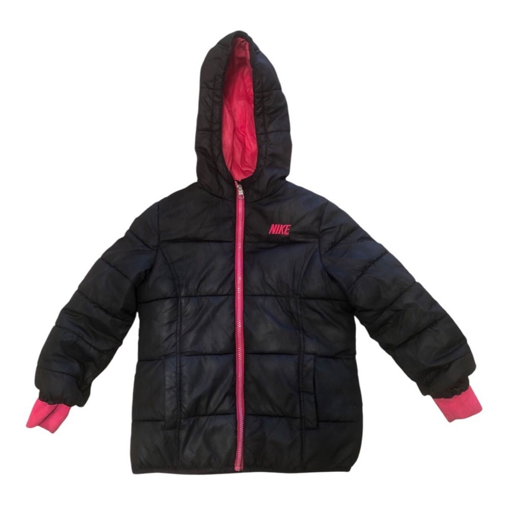 Nike Black Puffer Jacket With Pink Lining Girl’s Size 6